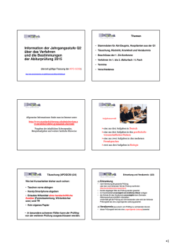 Information der Jahrgangsstufe Q2 &uuml;ber das Verfahren und die