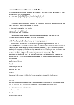 Amtsgericht Charlottenburg, Aktenzeichen: 36e IN 1211/15 In dem
