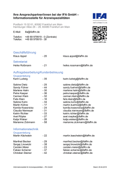 Ihre Ansprechpartner/innen bei der IFA GmbH &ndash; Informationsstelle