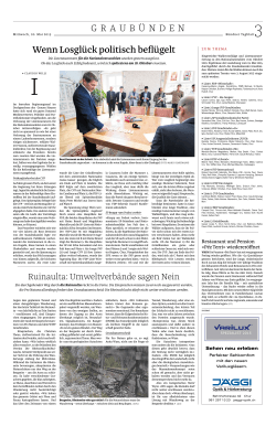 Bericht im Bündner Tagblatt vom Mittwoch, 20. Mai 2015