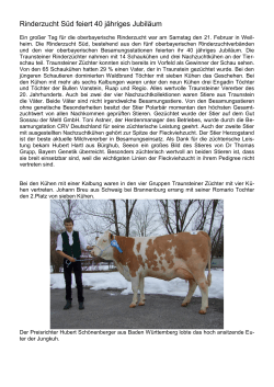 Bericht zur Tierschau 40 Jahre Rinderzucht Süd am 21.02.15