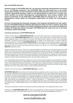 Dosieranleitung EASYPOND Bakto Bio