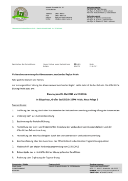 Einladung zur Verbandsversammlung am 05.05.2015