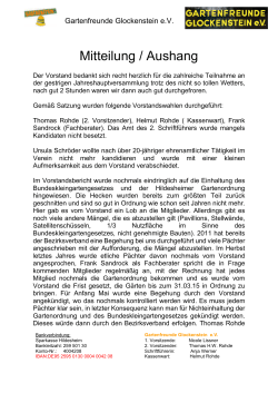 Jahreshauptversammlung: Info / Danksagung