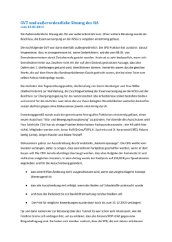 GVT und au&szlig;erordentliche Sitzung des HA