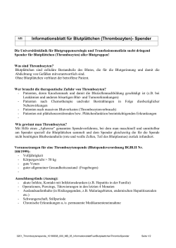 Informationsblatt für Blutplättchen (Thrombozyten)