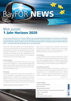 Blick zurück: 1 Jahr Horizon 2020