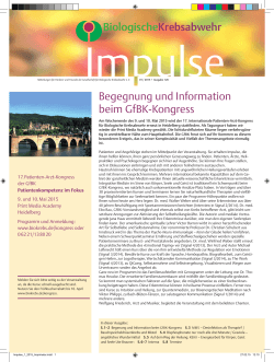 Impulse 1/2015 - Gesellschaft für Biologische Krebsabwehr eV