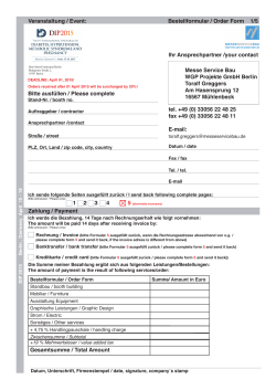 Bestellformular / Order Form 1/5 Veranstaltung / Event