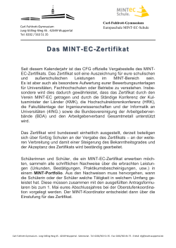 Das MINT-EC-Zertifikat Zertifikat - Carl-Fuhlrott