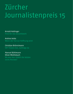 Broschüre zum Zürcher Journalistenpreis 2015