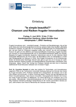 Einladung "Is simple beautiful?&ldquo; Chancen und Risiken frugaler