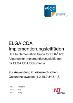 ELGA CDA Allgemeiner Implementierungsleitfaden für ELGA CDA