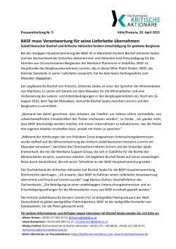BASF muss Verantwortung für seine Lieferkette übernehmen