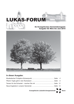 Lukas-Forum, Ausgabe 52, März bis Juni 2015