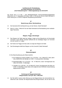 Lesefassung der Hauptsatzung der Stadt Helmstedt vom 22.06.2012