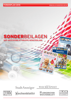 Einen &Uuml;berblick &uuml;ber die im Jahr 2015 geplanten Sonderbeilagen