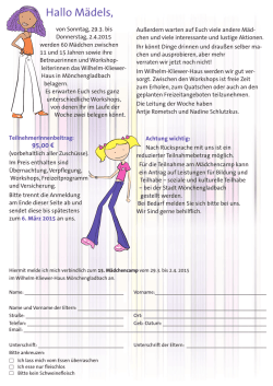 Hallo M&auml;dels, - Das Jugendreferat