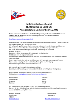 Hallo Segelkollegen(innen) 21.M&auml;rz 2015 ab 10:00 Uhr Ansegeln