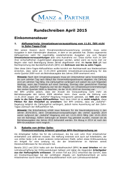 Rundschreiben April 2015 - Steuerberatungsgesellschaft Manz und