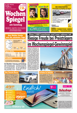 19. April 2015 - Wochenspiegel am Sonntag