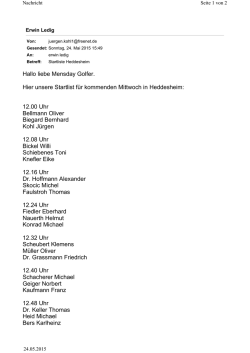 Hallo liebe Mensday Golfer. Hier unsere Startlist f&uuml;r
