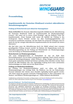 Inspektionsstelle der Deutschen WindGuard erweitert akkreditiertes