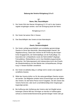 Satzung des Vereins Königsburg 2.0 e.V. § 1