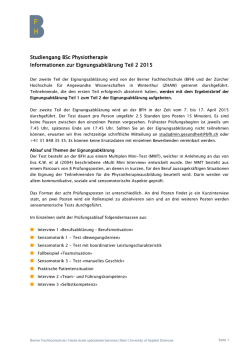 Information Eignungsabkl&auml;rung Physiotherapie, Teil 2