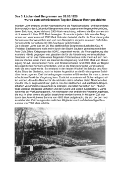 Das 5. Lückendorf Bergrennen am 26.05.1929 wurde zum