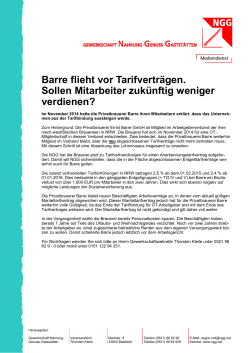Pressemitteilung zur Tarifflucht der Barre Brauerei in Lübbecke