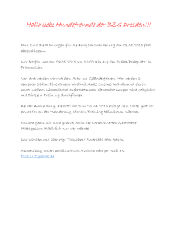Hallo liebe Hundefreunde der BZG Dresden!!!