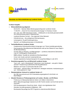 Newsletter der Wirtschaftsförderung Landkreis Verden In dieser