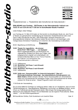 Einladung für diesen Fachtag - Schultheater Studio Frankfurt