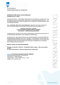 An&auml;sthesie: Wie sicher ist eine Narkose? Vortrag von Dr. Liehn