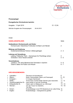 Pressespiegel 1/April 2015 - evangelischer Kirchenkreis Iserlohn