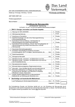 Formblatt Ermittlung der ÖKO-Bonuspunkte - Wohnbau