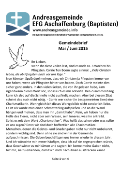Gemeindebrief Mai / Juni 2015 - Andreasgemeinde Aschaffenburg