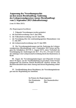 Anpassung des Verordnungsrechts an den neuen