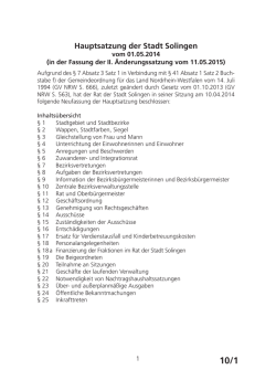 Hauptsatzung der Stadt Solingen