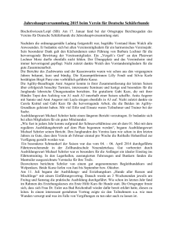 Jahreshauptversammlung 2015