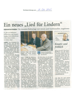 Ein neues &bdquo;Lied f&uuml;r Lindern&ldquo;