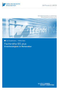 IW-Studie: Fachkr&auml;fte 65 plus