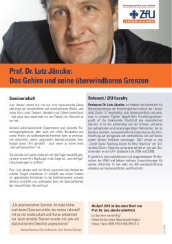 Prof. Dr. Lutz Jäncke: Das Gehirn und seine überwindbaren Grenzen