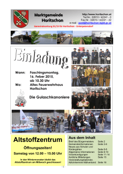 J&auml;nner 2015 - Marktgemeinde HORITSCHON