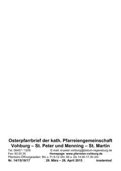 Pfarrbrief - St Peter Vohburg