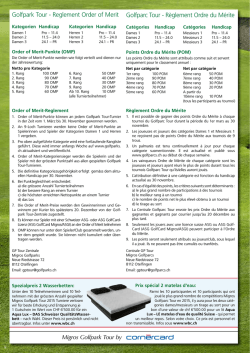 Reglement Order of Merit Golfparc Tour