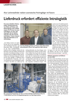 Lieferdruck erfordert effiziente Intralogistik