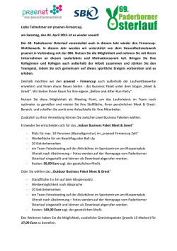 Liebe Teilnehmer am praenet-Firmencup, am Samstag, den 04