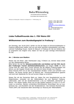Liebe Fußballfreunde des 1. FSV Mainz 05! Willkommen zum